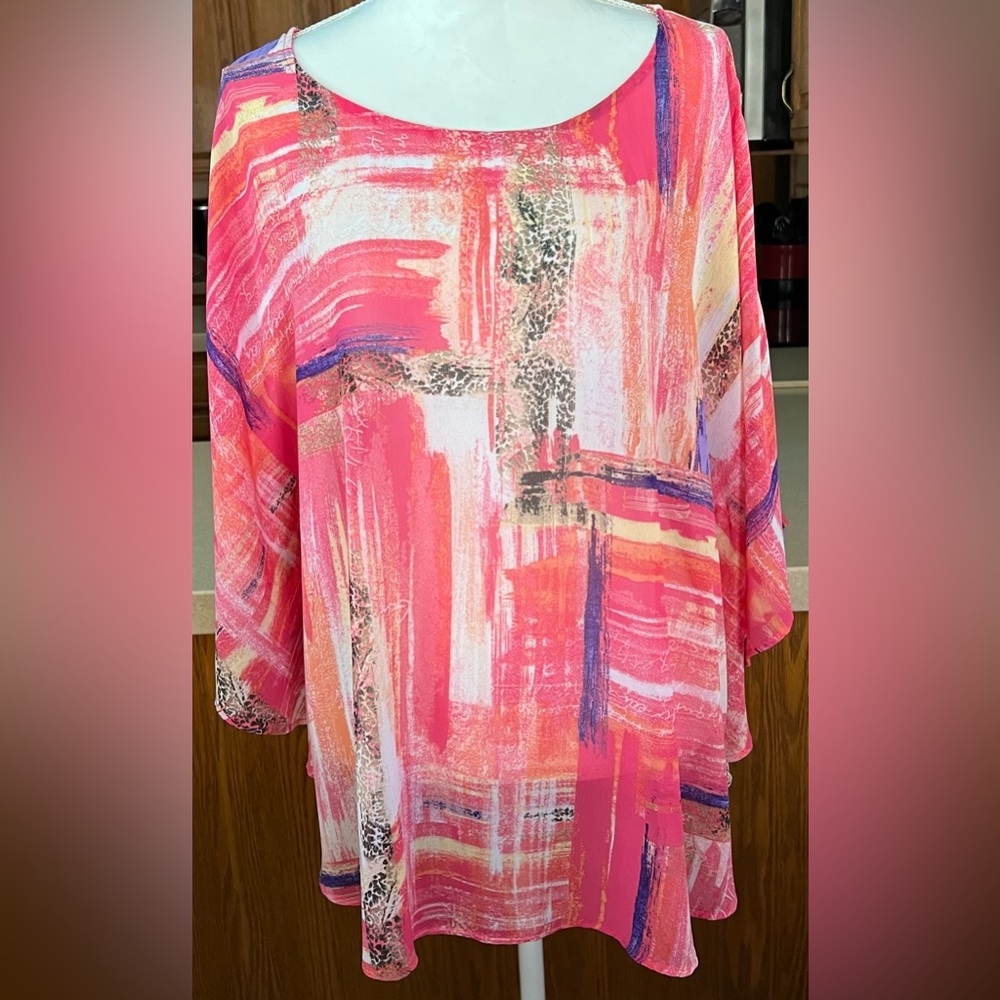 Chico’s Sheer Pink Chiffon Top